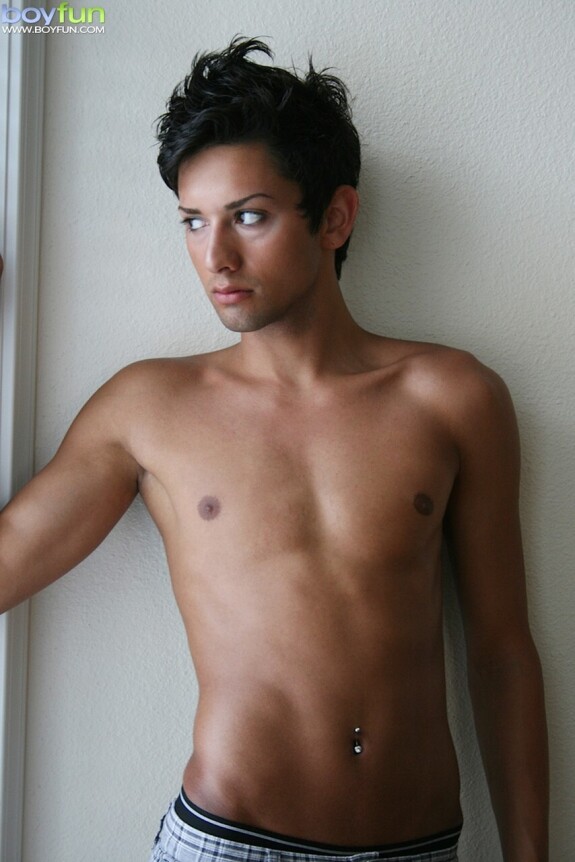 Hot twink Michael Moscato strips naked & shows off his fully-erect dick