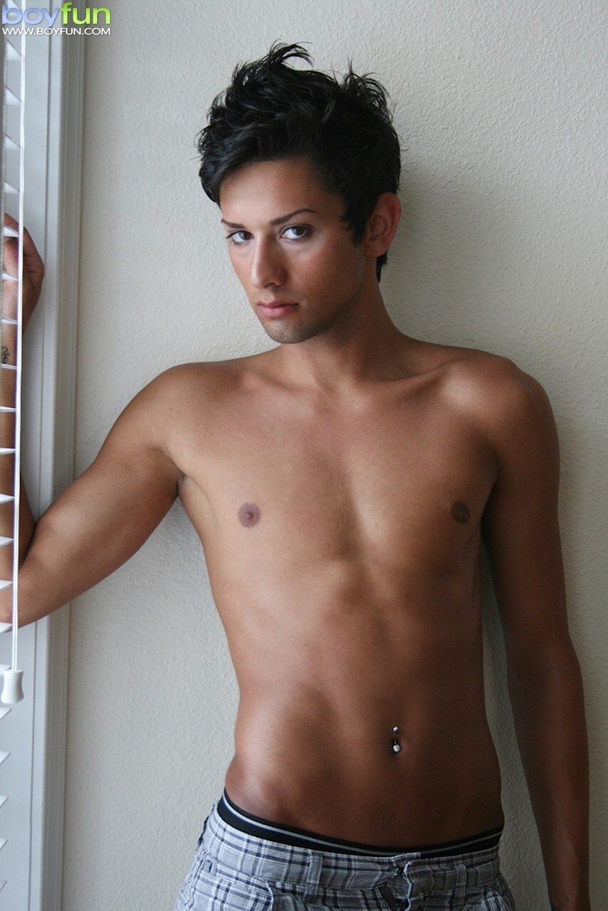 Hot twink Michael Moscato strips naked andamp; shows off his fully-erect dick