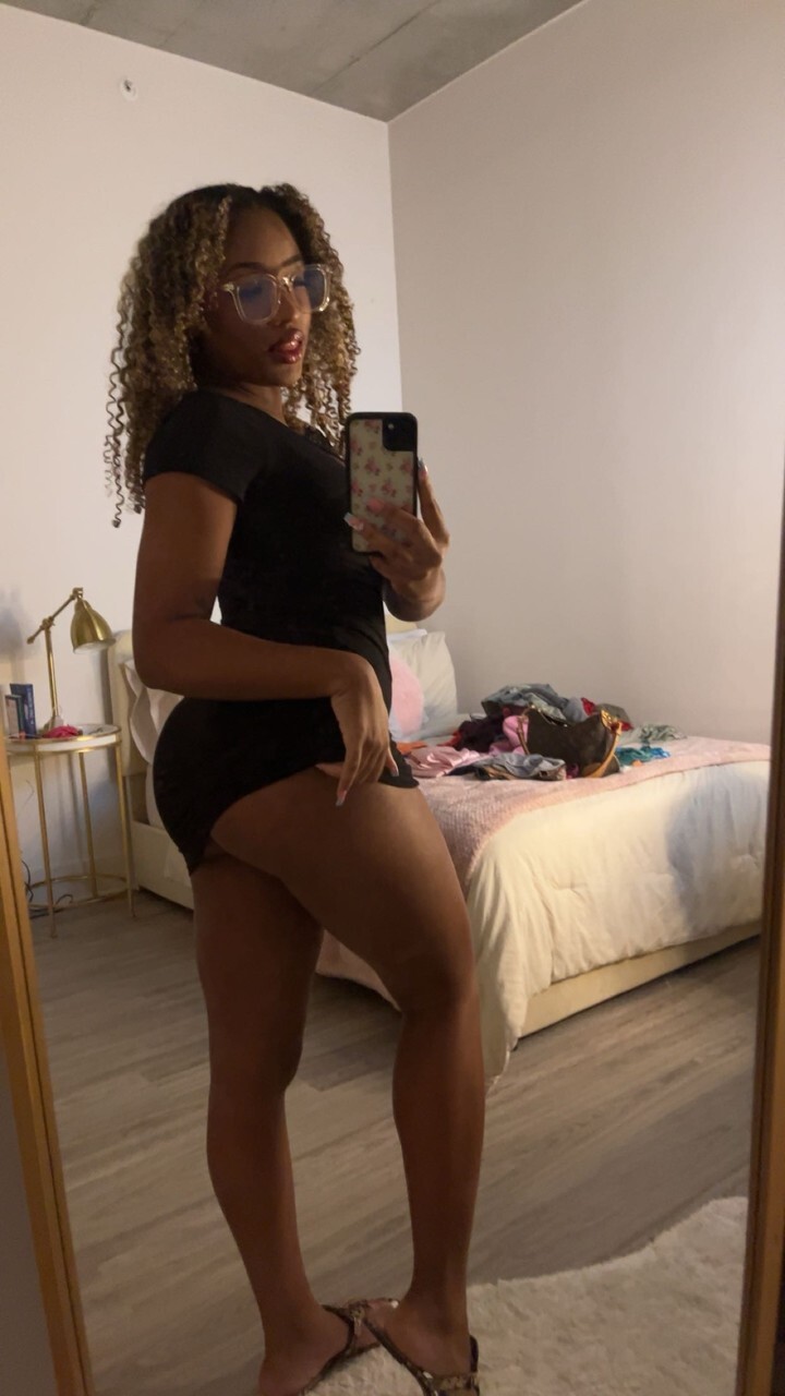 Curly haired ebony hottie Sky Alexxxis teases with her big ass andamp; natural tits