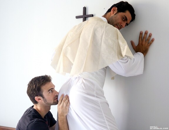 Gay amateur Gabriel Clark blows and fucks sexy priest Micke Stallone