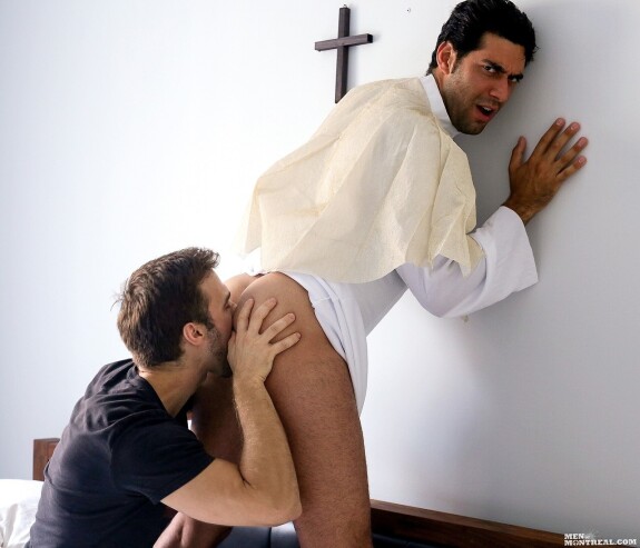 Gay amateur Gabriel Clark blows and fucks sexy priest Micke Stallone