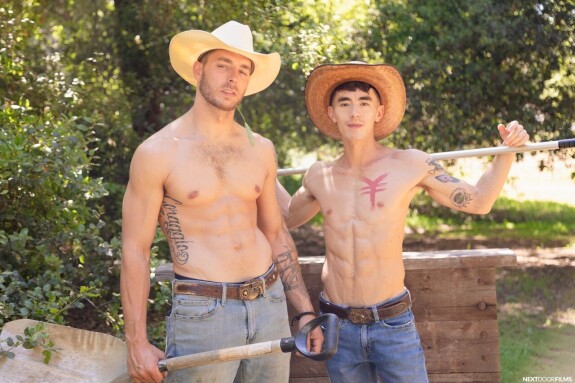 Gay cowboys Cody Seiya & Carter Woods have anal sex after hot oral foreplay