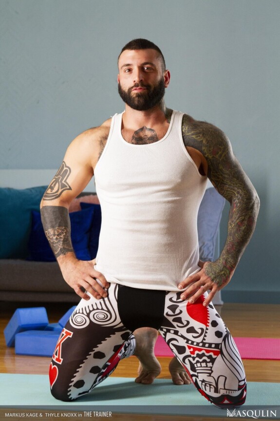 Muscle gay Markus Kage hot anal sex  during  yoga session