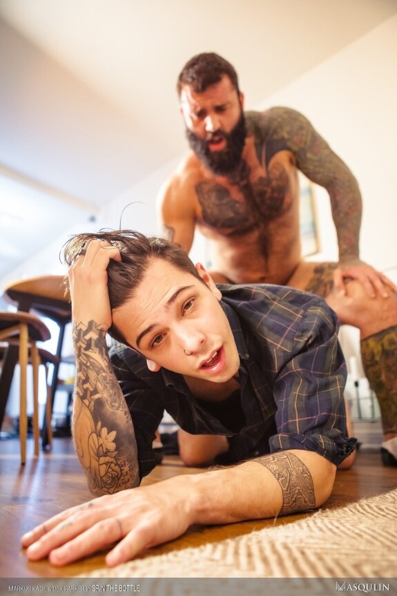 Sexy tattooed hunks Dex Parker and Markus Kage bang each other hard