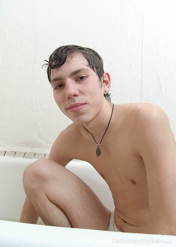 Good-looking twink shows off his hairy dick in a kinky solo in the bathroom