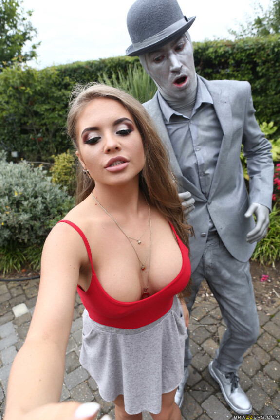 Big tits blonde babe Alessandra Jane fucking masked dude in outdoors