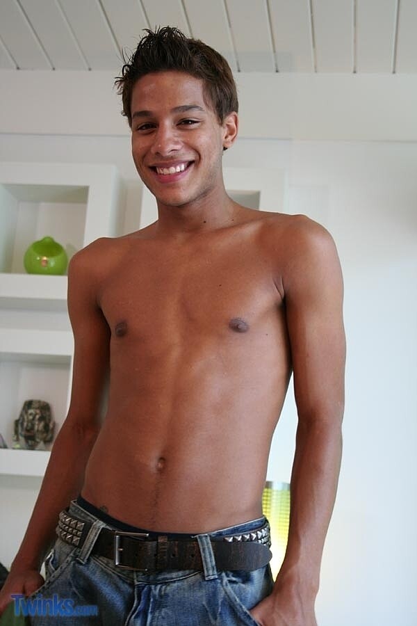 Adorable petite twink Aaron Armstrong flaunts his slim body and masturbates