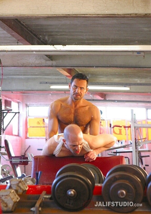 Gay hunk Marco DiLucca has hardcore anal sex with a bodybuilder in the gym