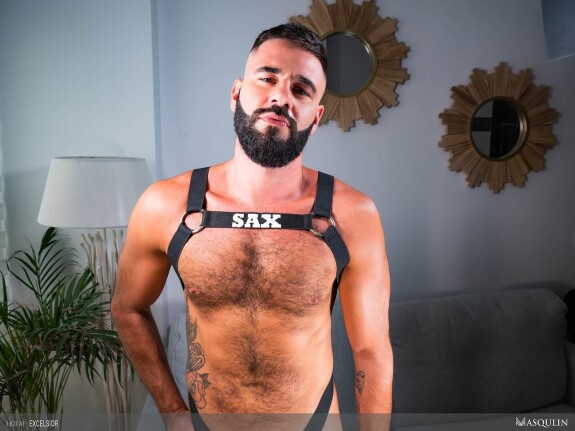 Hot bearded gay King Heart flaunts his hairy body and massive knob