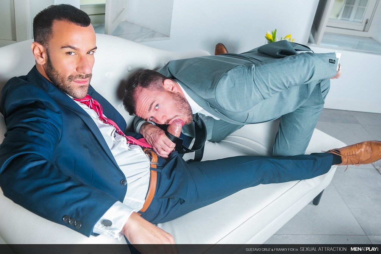 Gay colleagues Gustavo Cruz andamp; Franky Fox have a wild anal quickie at work