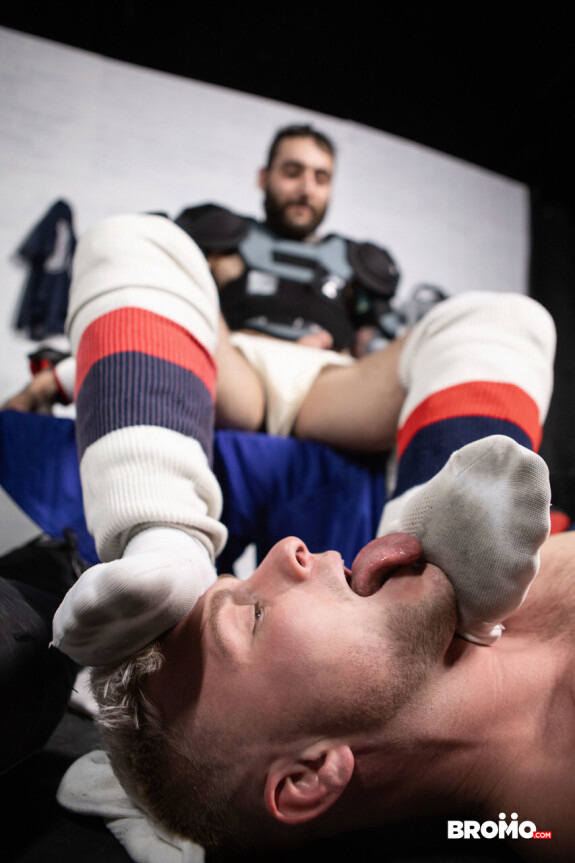 Gay hockey player Aiden Jacobs gets creampied by his teammate Tony D Angelo