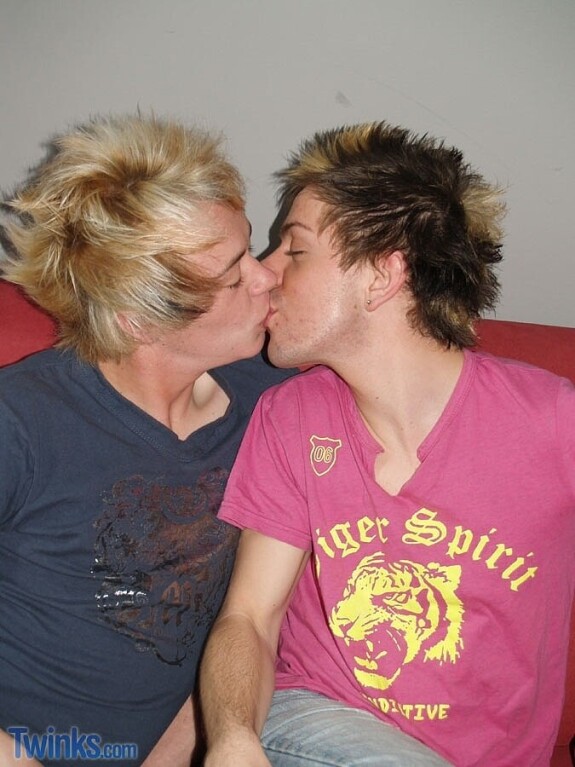 French gay roommates Brad D and Shayne H  kiss and enjoy each other