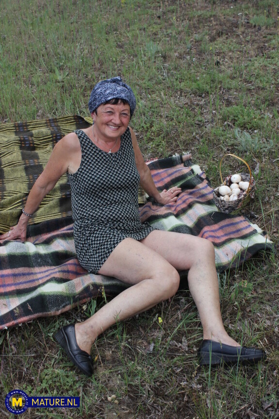 Hungarian granny Hanna D gets fucked by her son new to a  picnic