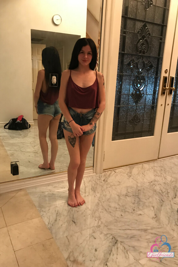 Petite teen Rosalyn Sphinx shows off her big ass and tiny tits