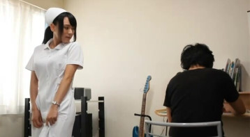 Young Japanese nurse lady sucks and jerks cock