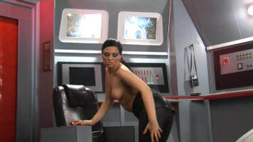 Adorable huge-boobed doll receives topless at the spaceship