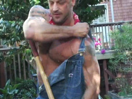 Hot muscular gardener masturbating his cock in excessive quality