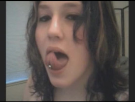 Awesome brunette with pierced tongue indicates how terrific it appears