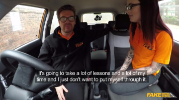 Fake Driving School lesson with a dick-sucking redhead