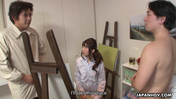 Japanese painter Sakura Saya and a bare difficult prick