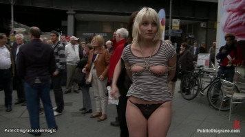 Bare boobs blonde in public