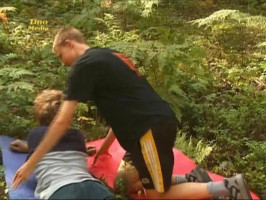 Twinks with stunning our bodies sucking cocks outside