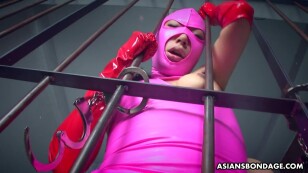 Asians Bondage complain Chihiro Asai is sucking withinside the cage