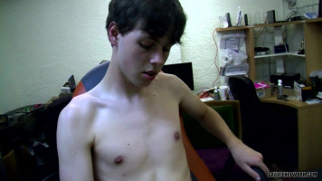 Green underwear dark-haired twink masturbating his bushy cock