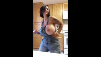 Pretty Girl Dancing and Shaking Her Big Titties