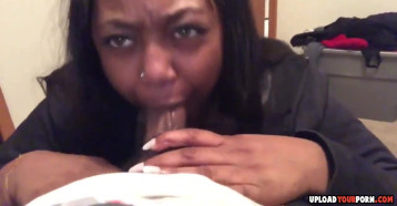 Ebony Chick Sucking A Big Black Dong