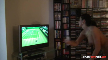 Beauty performs a few Wii even as she's bare