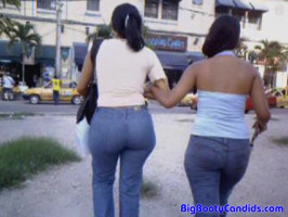 Two chicks in blue denims are having first rate huge booties