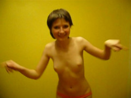 Impressive Russian female friend is going topless at the camera