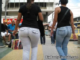 Amazingly highly spiced massive booty chick in vivid and tight denims