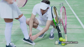 Big tit tennis trainer craves for anal