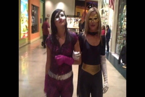 Two novice spandex babes are strolling withinside the mall