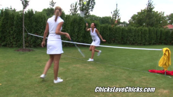 Tennis gamers from Chicks Love Chicks are slowly getting bare