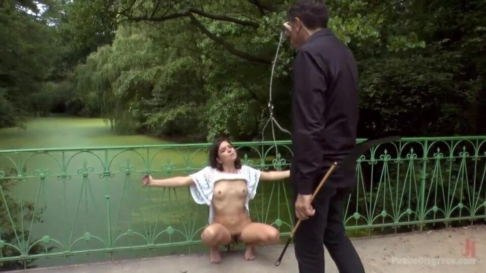 Nasty whore Anna Quist enjoys her first Public Disgrace