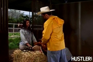 Cowboy in white hat impaled a lovely narrow youngsterager withinside the barn