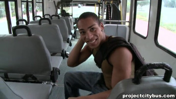 Interracial blowjob withinside the video through Project City Bus