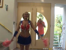 Awesome Brazzers cheerleader Alana Evans indicates off her knockers