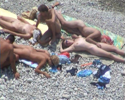 Group seashore intercourse with slim babes noticed on hidden cam