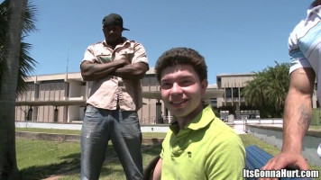 Nerdy younger whitey and  large black boners in his arms