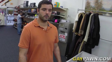 Sexy bearded dude is shopping for a gun and undressing withinside the workplace