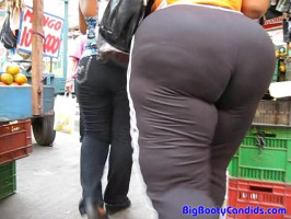 Babe in genuinely tight black pants is having a fats huge booty