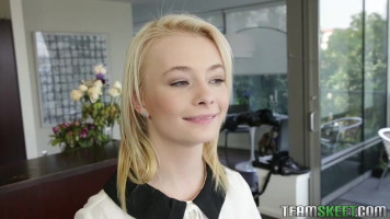 Smiling cutie Maddy Rose is getting seduced through her bf's friend