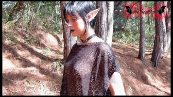 gothic elf, masturbating withinside the forest