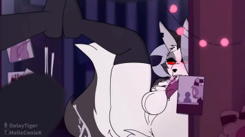 Furry Futanari se masturba con su reflejo