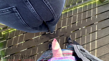 unstable public outside quickie with woman in denims ends with cum on floor, projectfundiary