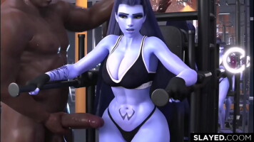 Widowmaker and heavy loads in the gym with BBC (Compilation) non-human &amp; alien girl